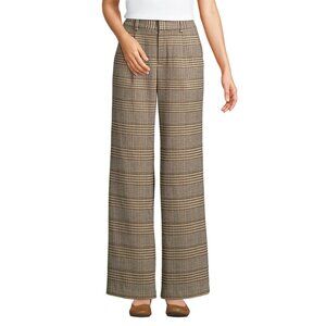 Lands End Brushed Flannel High Rise Pleated Wide Leg Pants Size 6
